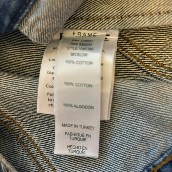 Frame Denim Jacket Button Front Black Fringe Embelishment Size Small - Picture 7 of 7